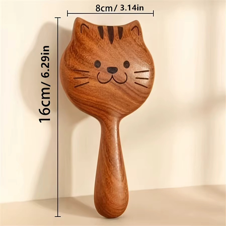 Massagebürste aus Sandelholz, Katzenform, Unisex - Bild 6