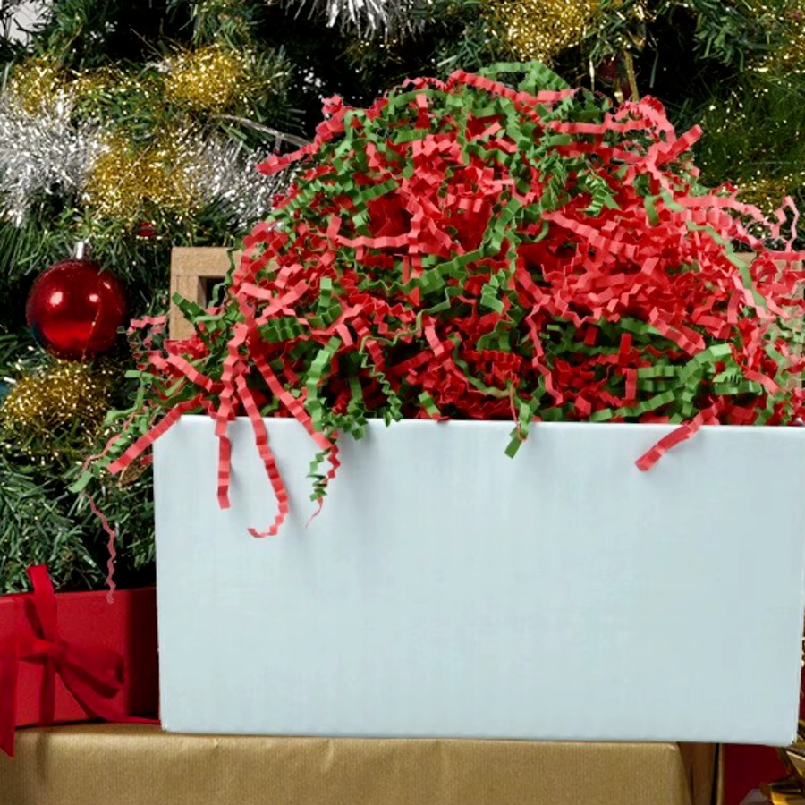 Rot-grüner Crinkle-Cut-Papierverschluss als festlicher Füllstoff für Geschenkboxen, 100 g - Bild 5