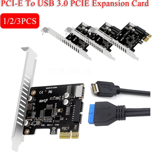 PCI-E zu USB 3.0 Typ C Frontpanel Adapter, 19-polige USB-Erweiterungskarte für PCIE, Schwarz - Bild 1