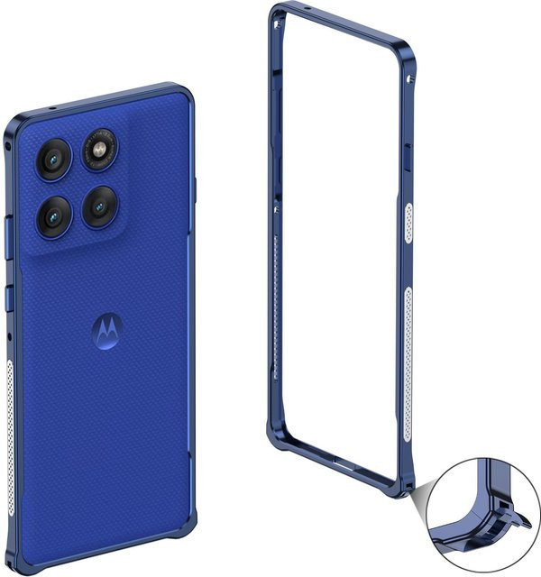 Stoßfeste Ultra-Dünne Metallschutzhülle für Motorola Edge 70, Edge 60 Fusion und MOTO X70 Air in Blau - Bild 1