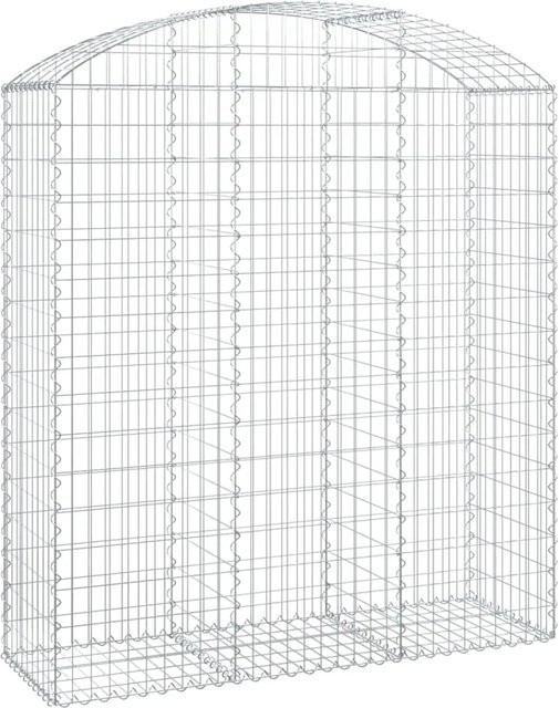 vidaXL Gabione mit Hochbogen aus verzinktem Eisen in Silber, B/T/H: 150 x 50 x 160/180 cm - Bild 1