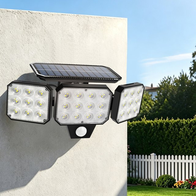 AMARYLLIS Solar-Bewegungssensorleuchte für Außen, IP65 Wasserdichte Solar-Flutlichter in Weiß mit 3 Modi für Garten und Terrasse - Bild 1
