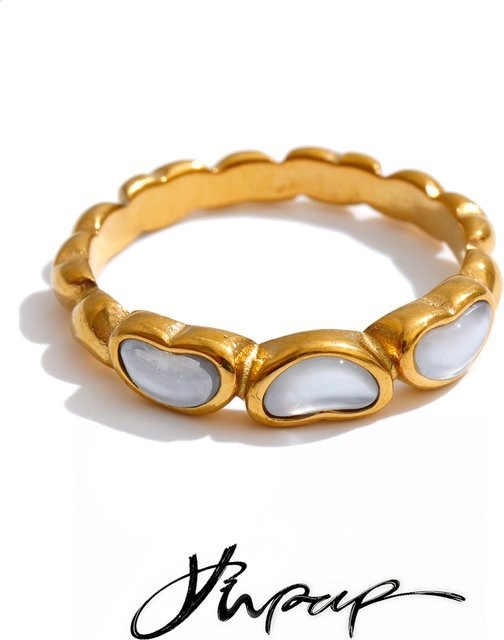 Yhpup Edelstahlring, Muschel, Herz, Unisex - Bild 1