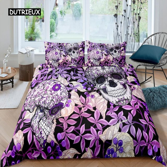 Sugar Skull Bettwäsche-Set Binchi Outdoor Product mit Bohemian Print in Schwarz und Multicolour, Material Mikrofaser, B/H: 135 x 200 cm - Bild 1