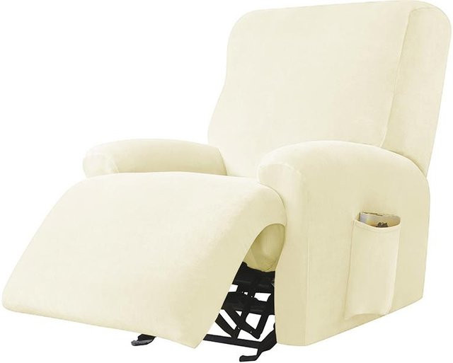 Bestbags 1-Sitzer Relaxsesselbezug aus elastischem Jacquard-Stoff in Weiß, 4er-Set - Bild 1