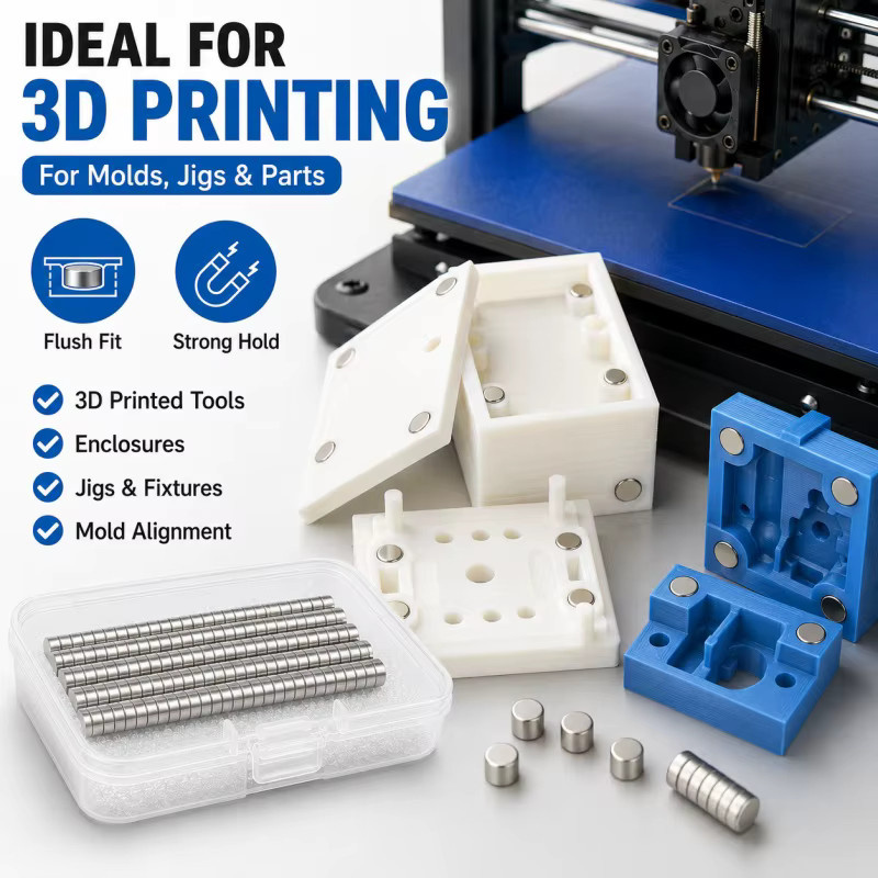 100 Stück 3D-Druck-Werkzeugset mit Neodym-Magneten in Silber für DIY-Modelle und Kühlschrankmagnete - Bild 2