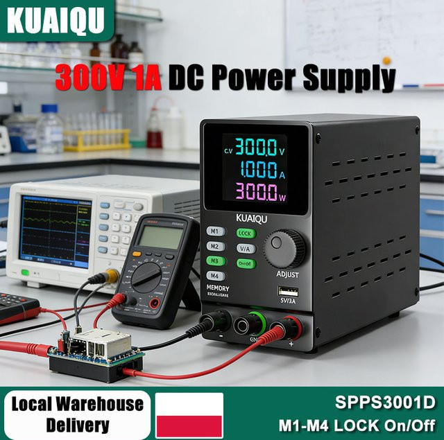 KUAIQU Hochspannungs-Gleichstromversorgung M1-M4 Labornetzteil mit Memory-Funktion, 300V 1A 300W, Schwarz - Bild 1