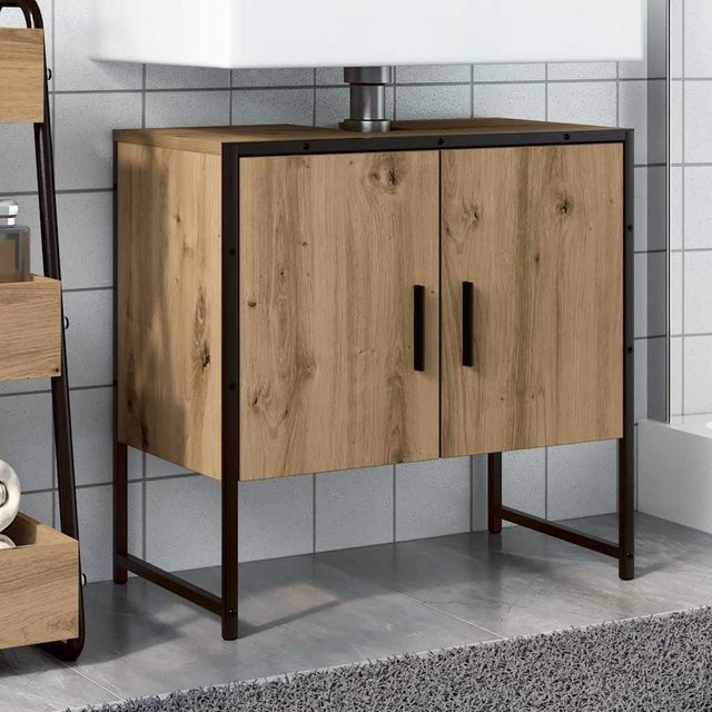 vidaXL Waschbeckenunterschrank Artisan Eiche, Braun, B/T/H: 60 x 33 x 60 cm - Bild 2