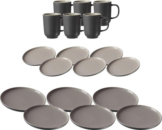 Ritzenhoff & Breker Tafelservice Jasper aus Porzellan, 18er Set, Grau - Bild 1