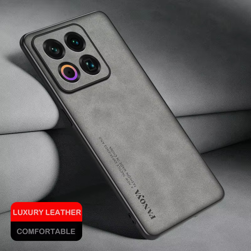 Meizu 22 21Note 21Pro Schutzhülle aus Lammfell-Leder mit TPU-Stoßstange in Blau - Bild 3