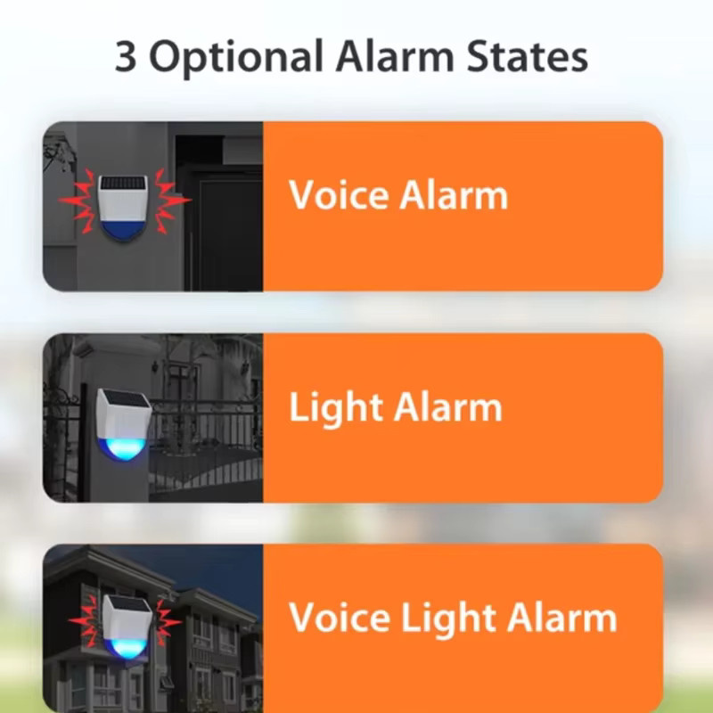 Tuya Smart Zigbee/Wifi Außenalarm mit 95 dB Sirene, wasserdicht IPX5, Solar- und USB-Stromversorgung, Farbe: Weiß - Bild 6