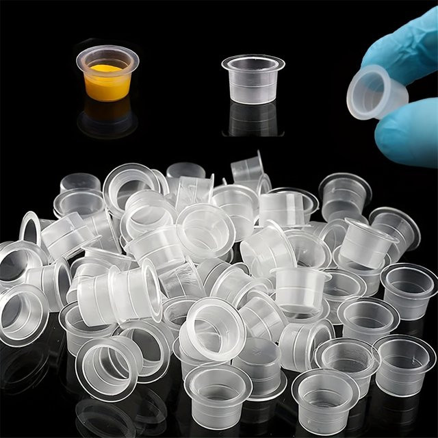 JC TATTOO Einweg Tattoo Ink Cups, 100 Stück, Kunststoff, Klar - Bild 1