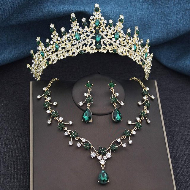 YIRAN Jewelry Schmuckset, 3-teilig, Messing, Kristall, Weiß, Damen - Bild 1