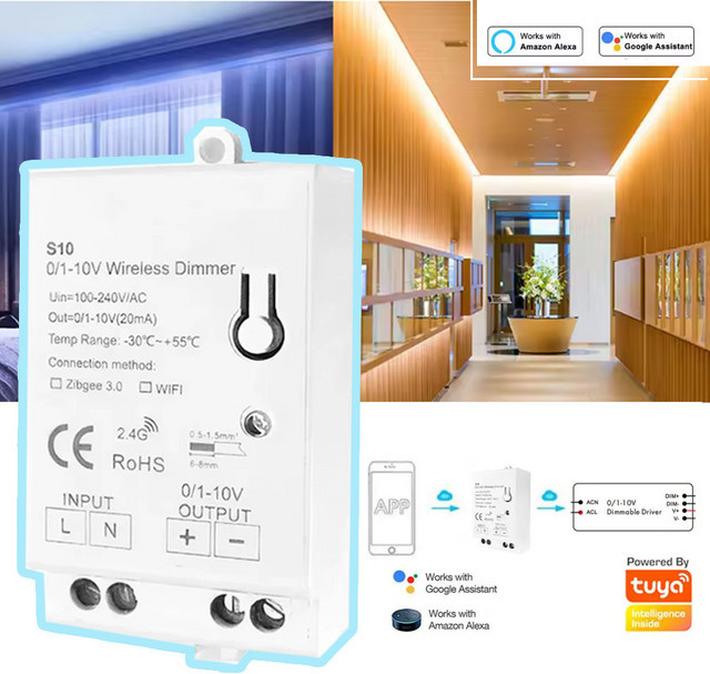 YSRSAI Zigbee 3.0 LED Dimmer Controller für 0-10V und 1-10V, Smart LED Licht Treiber mit Tuya App und Sprachsteuerung für Alexa und Google Home, Weiß - Bild 1