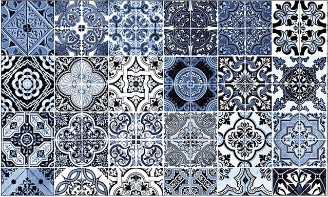 MySpotti Küchenrückwand Profix Cucina Stefano aus Aluminium, Blau-Weiß, B: 100 cm, H: 60 cm - Bild 1