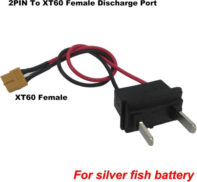 Silberfisch Batterieentladungsanschluss 2PIN auf XT60 oder XT90 Buchse, 30 cm Länge, Schwarz - Bild 1