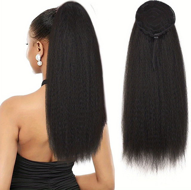 Shesbeauty Haarverlängerung Yaki Straight Clip-In Pferdeschwanz, 26 Zoll - Bild 1