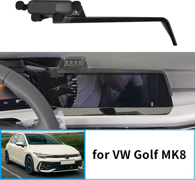 Auto-Handyhalter für VW Golf 8 (2020-2023) MK8 R-Line GTI als GPS-Navigationsständer in Schwarz - Bild 1