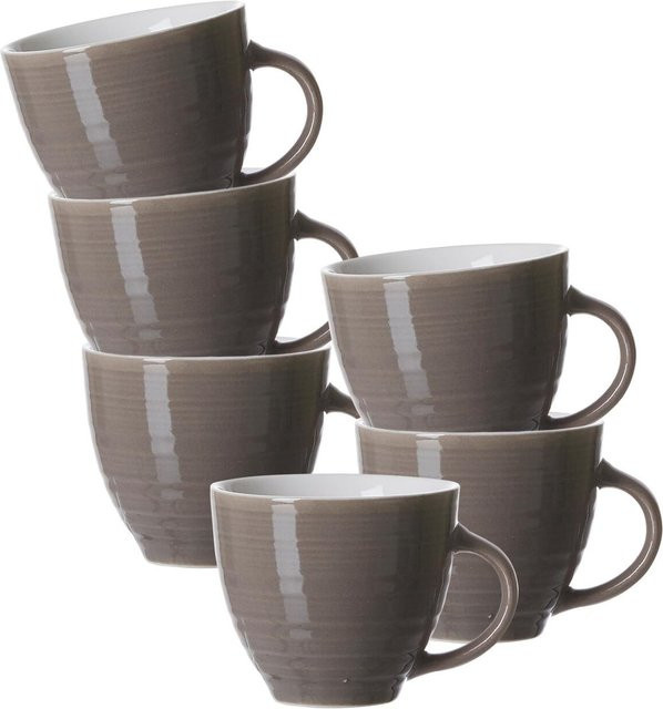Ritzenhoff & Breker Espressotassen Suomi aus Keramik, Grau, 6er Set, 90 ml - Bild 1