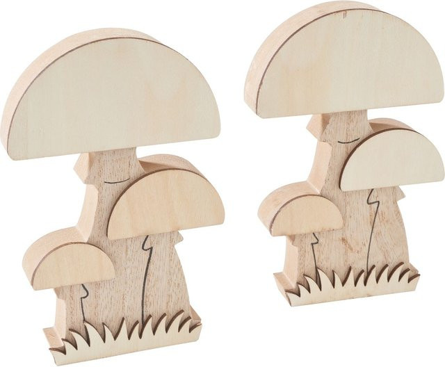 VBS Holz-Pilze Set aus MDF-Holz und Sperrholz in Beige, 2 Stück - Bild 1