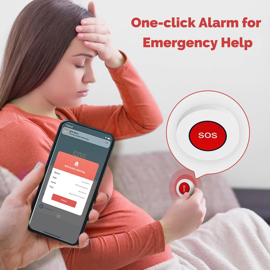 MOES Tuya ZigBee SOS-Taste Notfallalarm in Weiß für Sicherheit zu Hause und im Krankenhaus - Bild 2