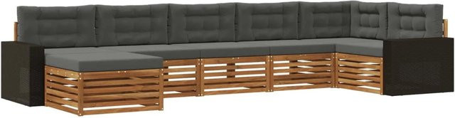 vidaXL Outdoor-Sofagarnitur aus Massivholz Akazie mit 7 Kissen in Natur und Anthrazit - Bild 1