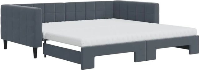 vidaXL Tagesbett aus Samt mit Matratze und Ausziehfunktion, Dunkelgrau, B/T/H: 200 x 100 x 68 cm - Bild 1