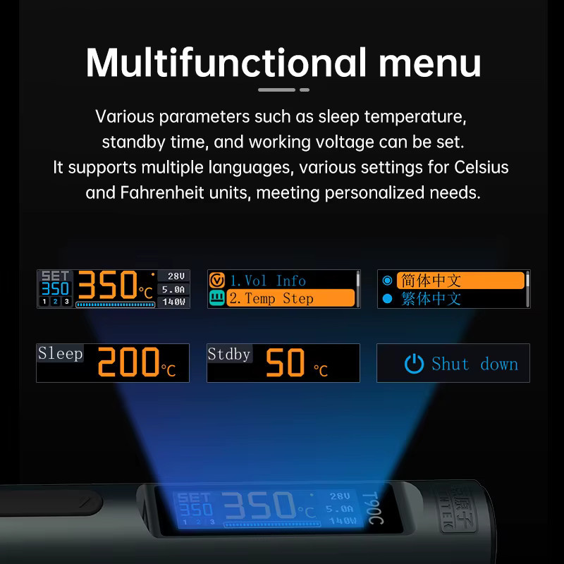 ALIENTEK T90 Smart Lötkolben mit Digitalanzeige, 140 W, Schwarz, 80-450 ℃, Tragbares Precision Soldering Iron Repair Tool Kit - Bild 2