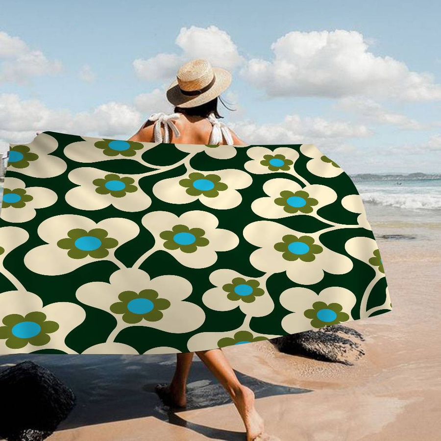 Orla Kiely Strandtuch aus Mikrofaser mit floralem Blattmuster, schnelltrocknend, B: 102 cm, H: 193 cm - Bild 2