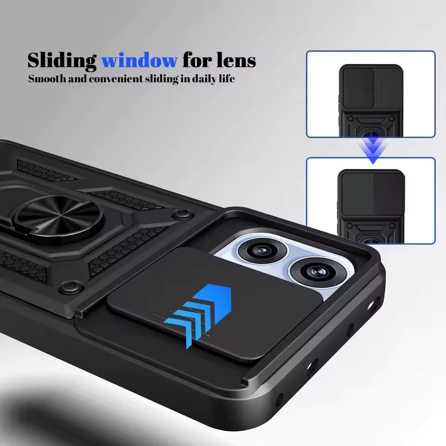 Magnetische Schutzhülle für Motorola Moto Edge 70 60 Fusion 60 Pro mit Schiebe-Kameraschutz, Ringständer und Stoßschutz in Gold oder Schwarz - Bild 3