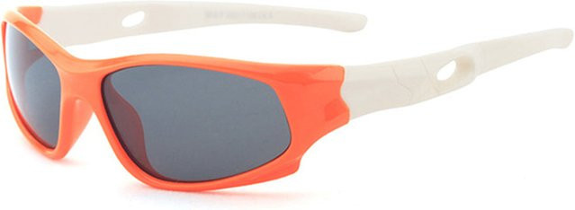 Techsuit 816-C8 Sportsonnenbrille für Kinder, Vollrand, orange-weiß - Bild 1