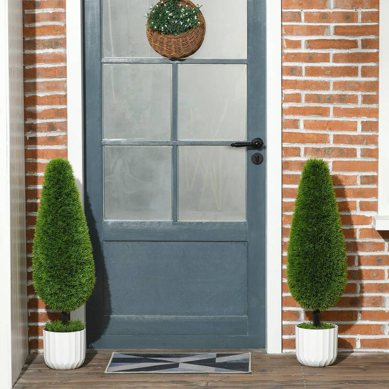 HOMCOM Kunstpflanze Zypresse 2er-Set grün mit Topf für Indoor und Outdoor, B/T/H: 12 x 12 x 90 cm - Bild 5