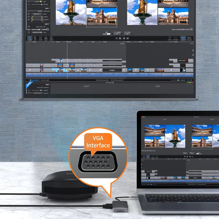 Basix 10-in-1 USB-C-Hub Multiport-Dockingstation in Grau mit HDMI und PD 100 W für MacBook Pro Air M1 - Bild 4