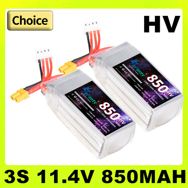 TERANTY 3S LiPo Akku 11,4 V 850 mAh 100C HV mit XT30 und XT60 Stecker für RC FPV Drohnen und Quadcopter - Bild 1