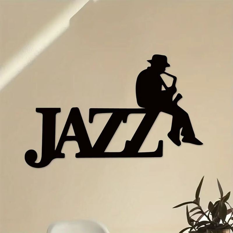 HELLOYOUNG Jazz Musik Wanddekoration aus Metall in Schwarz, minimalistisches Design für Musikliebhaber - Bild 4