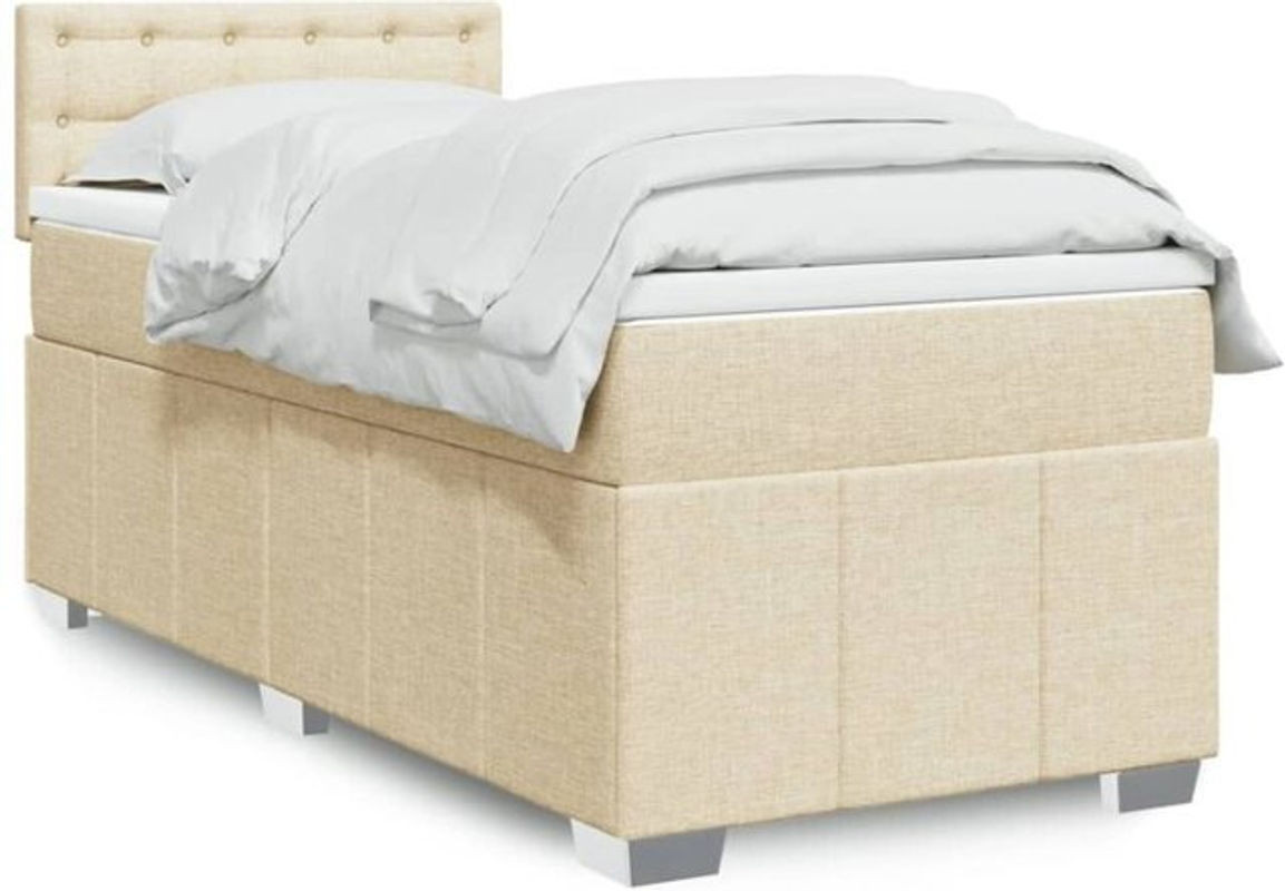 vidaxl Boxspringbett mit Matratze aus Stoff in Creme und Beige B/T/H: 100 x 200 x 100,5 cm - Bild 1