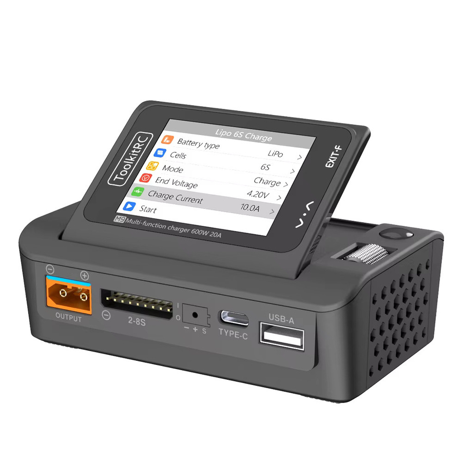 ToolkitRC M9 Smart DC Ladegerät 600W 20A mit USB-C, Schwarz, für 1-8S LiPo LiFe Akkus - Bild 6