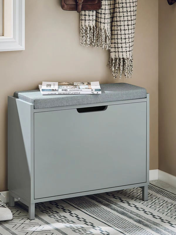 SoBuy Schuhbank FSR151-K Schuhschrank mit Sitzkissen und Klappe in Schwarz, belastbar bis 113 kg - Bild 8