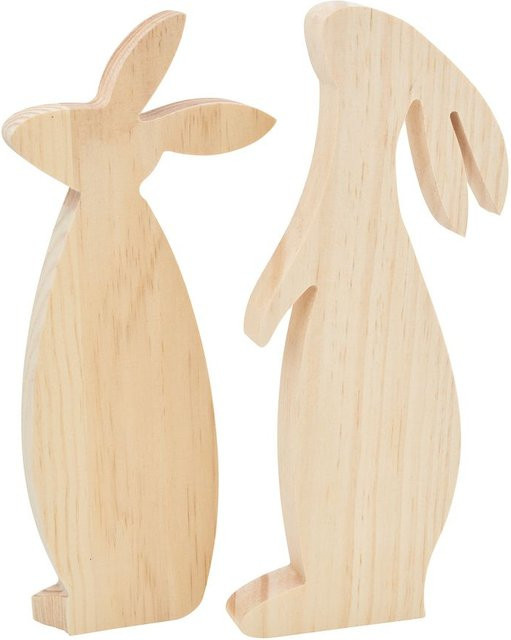 VBS Hasen Mümmel und Mucki aus Kiefernholz in Beige für die Osterzeit - Bild 1