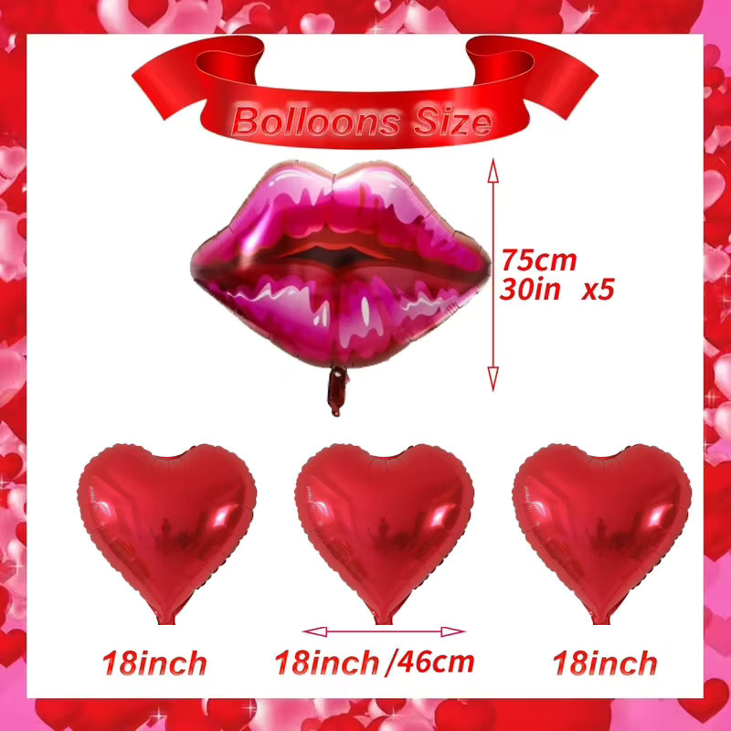 YAYB 8er Set Herz Folienballons in Rot für Valentinstag, Hochzeit, Geburtstag und Party-Dekoration - Bild 2