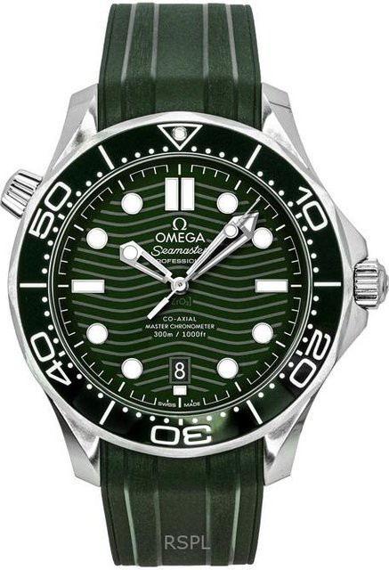 Omega Seamaster Armbanduhr, Automatik, Edelstahl, Kautschuk, Grün, Herren - Bild 1
