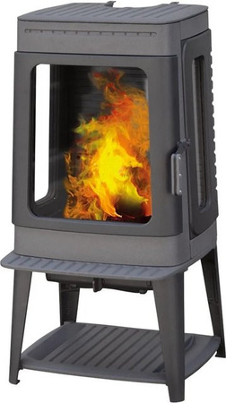 Plamen Gusskaminofen Authentic 35N mit Herdplatte in Schwarz und Anthrazit aus Gusseisen mit 11kW Leistung