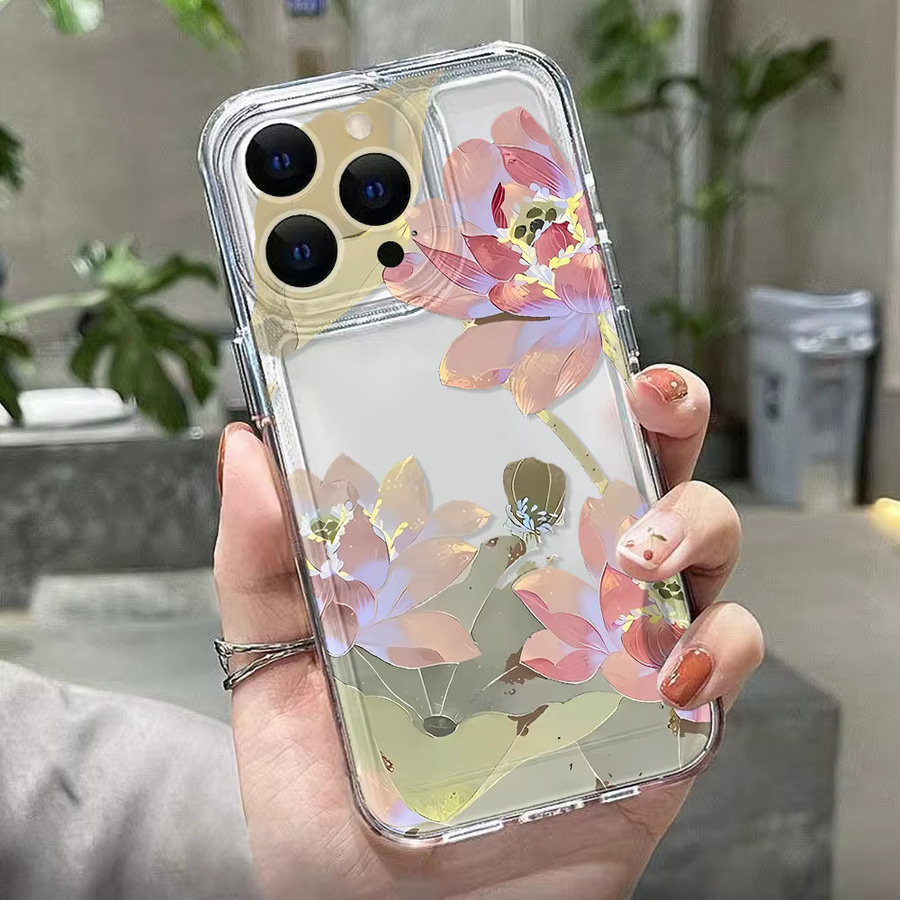 Transparente Silikon-Handyhülle mit Lotusblumen-Design für Samsung Galaxy S25 Ultra, S26 Plus, S24 FE, S23 und S22 Edge - Bild 3