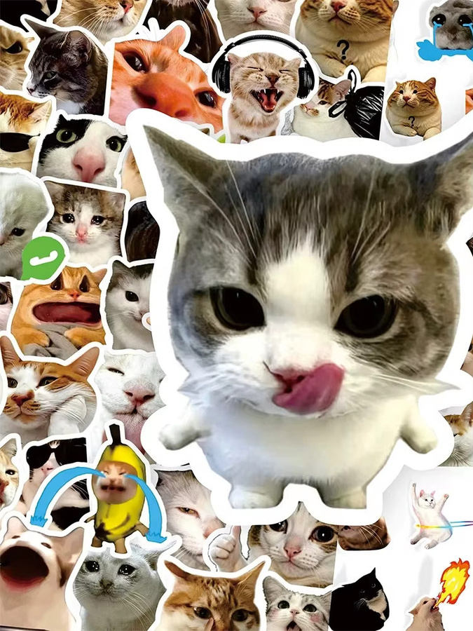 TAKARA TOMY Katzen-Meme Cartoon-Aufkleber, 100 Stück - Bild 4