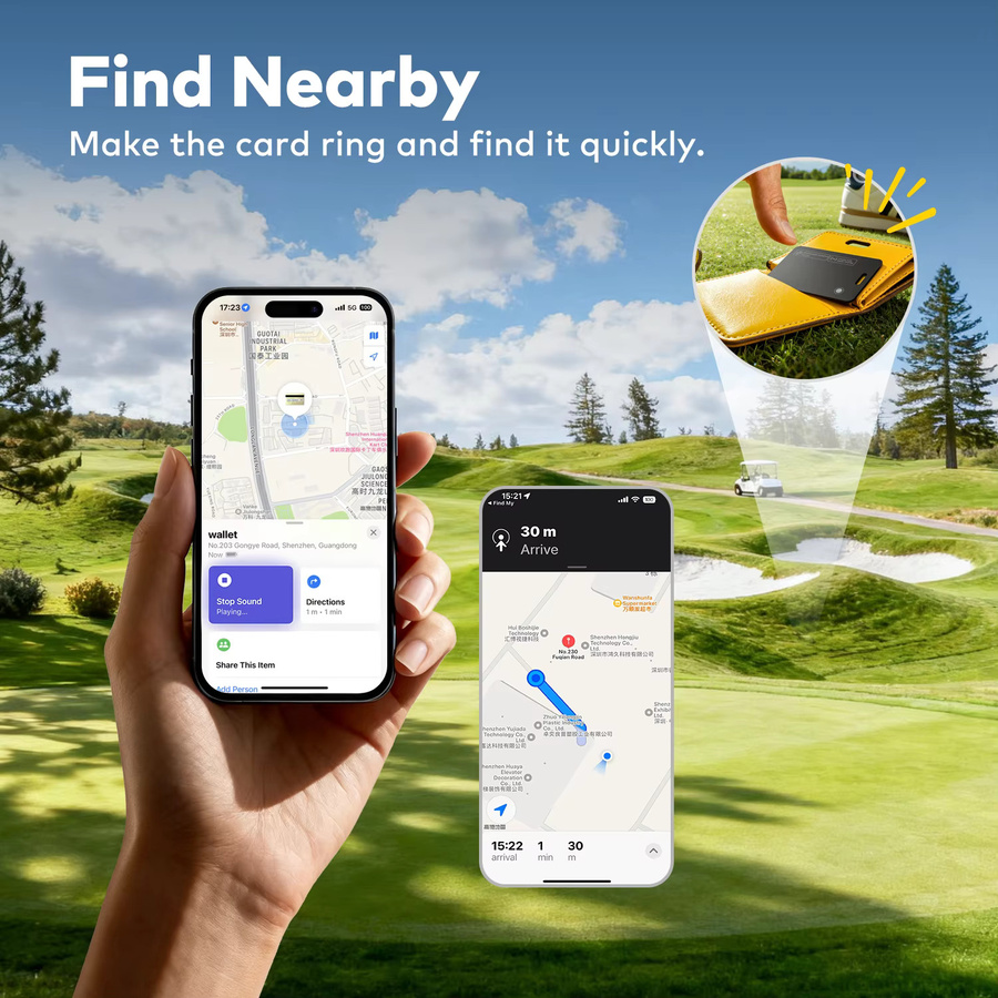 Peocke Ultradünner Wallet-Tracker Bluetooth Smart Anti-Lost Tag in Schwarz, wiederaufladbar, kompatibel mit Apple Find My und Google Find Hub - Bild 6