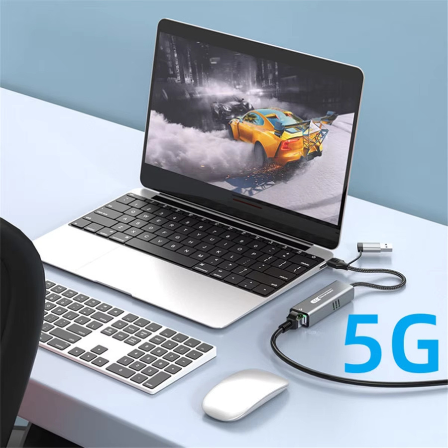 GKNP USB-C auf 5 Gbit/s Ethernet-Adapter RTL8157 RJ45-Netzwerkkonverter für Laptop und PC, unterstützt 5 G, 2,5 G, 1 G und 100 Mbit/s - Bild 4