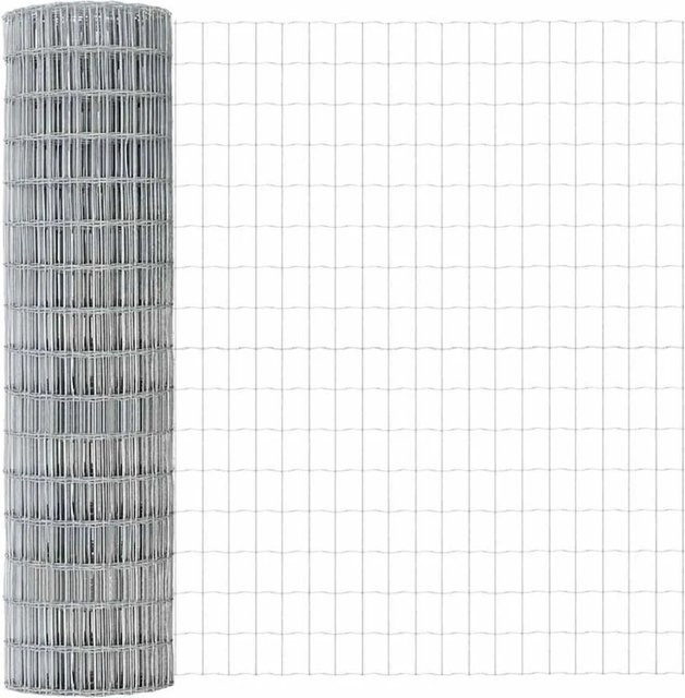vidaXL Eurozaun aus PVC-beschichtetem Stahl in Silber, Höhe: 1 m, Länge: 25 m - Bild 1
