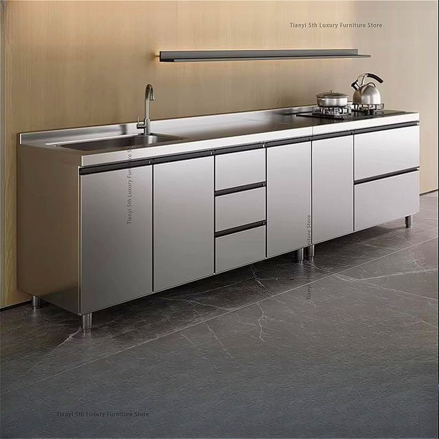 OAKCIA Nordic Spülenschrank aus Edelstahl in Silber Matt für die moderne Küche - Bild 1