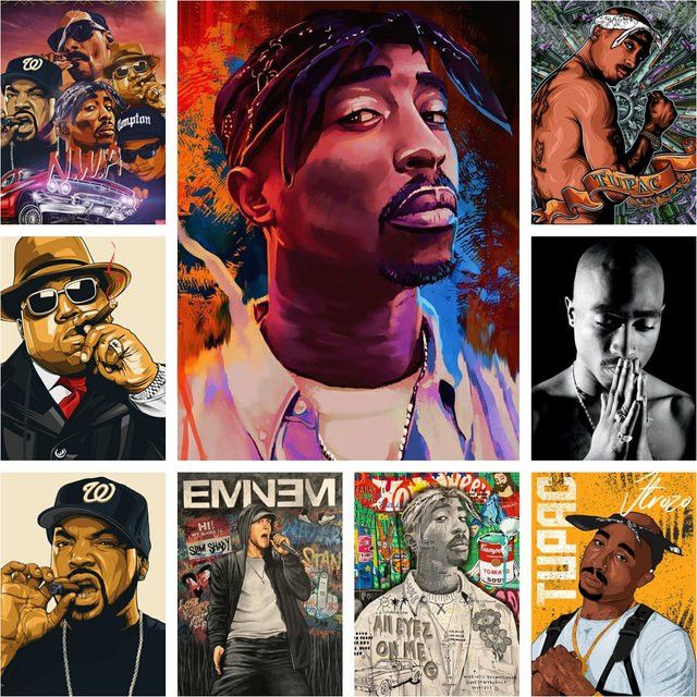 Potdemiel Tupac Shakur 5D DIY Diamant Malerei Mosaik Set Hip Hop Rapper 2Pac Kristall Strass Stickerei in Multicolor - Bild 1