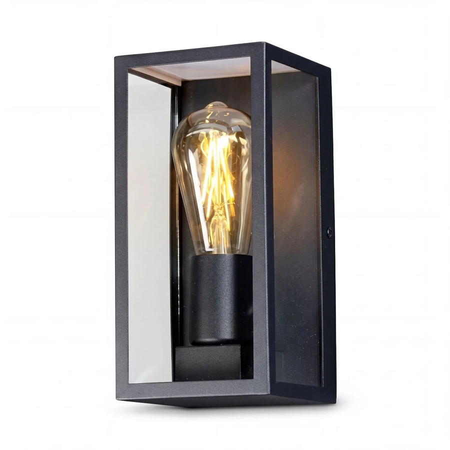 Licht-Erlebnisse Außenwandlampe Schwarz aus Aluminium und Glas mit E27 Fassung, IP44, Höhe: 23,5 cm - Bild 2